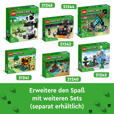 LEGO 21245 Minecraft Das Pandahaus Set, bewegliches Panda-Spielzeug-Haus mit Tier-Figuren und Skelett, Spielzeug für Jungen und Mädchen ab 8 Jahren