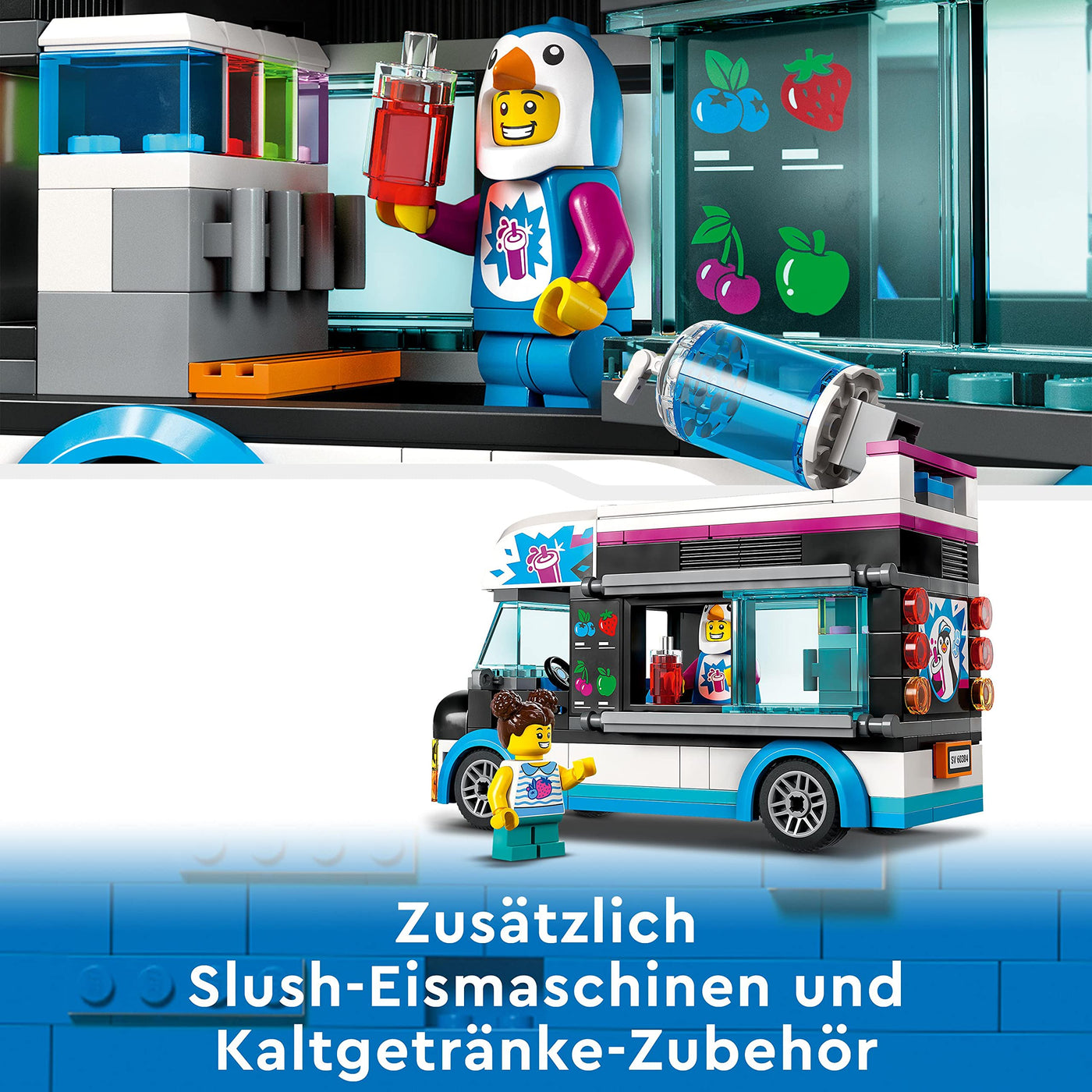LEGO 60384 City Slush-Eiswagen Set, Sommer-Fahrzeug-Spielzeug mit Kinderspielfiguren, Konstruktionsspielzeug für Kinder ab 5 Jahren, Geschenk für Mädchen und Jungen