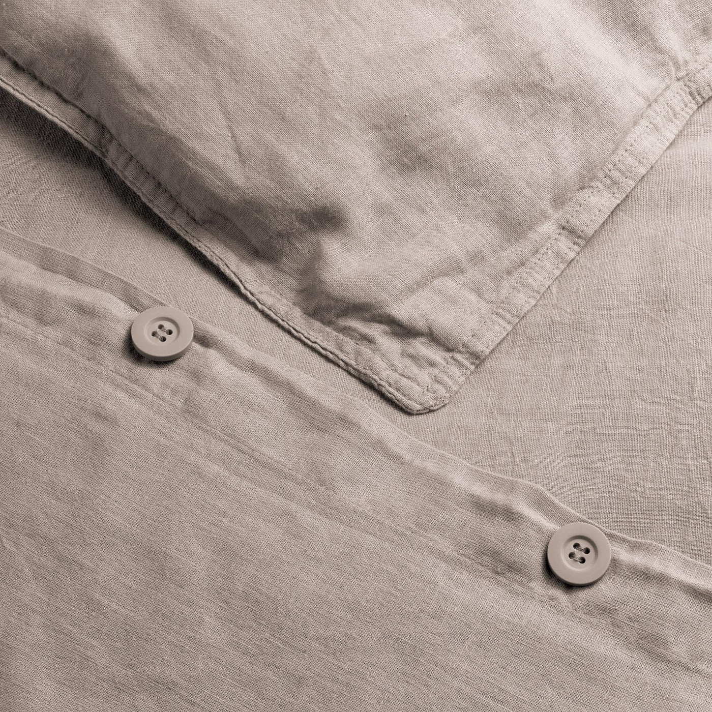 Pure Label Halbleinen Bettwäsche 155x220 cm mit Kissenbezug 80x80 cm in Taupe - Bügelfreie Bettwäsche Sets 155 x 220 aus belgischem Leinen und feinster Baumwolle