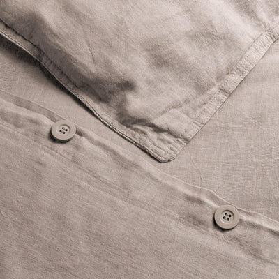 Pure Label Halbleinen Bettwäsche 155x220 cm mit Kissenbezug 80x80 cm in Taupe - Bügelfreie Bettwäsche Sets 155 x 220 aus belgischem Leinen und feinster Baumwolle