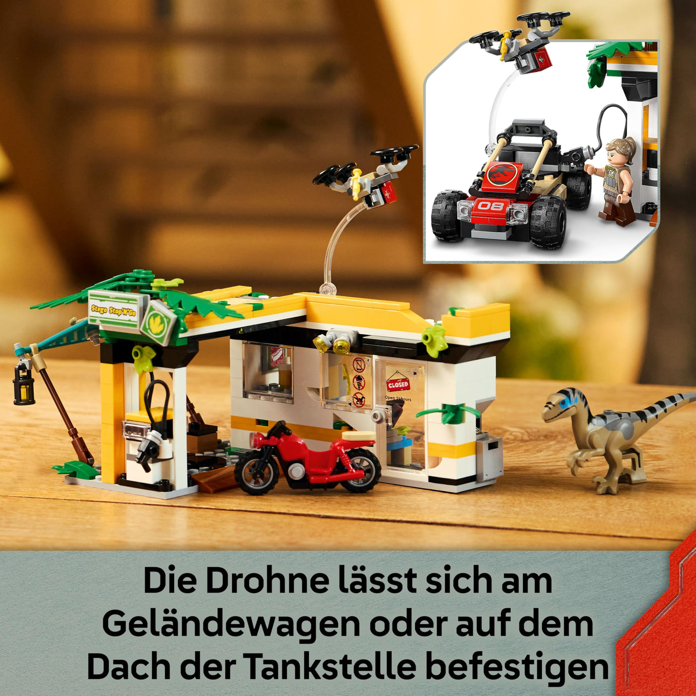 LEGO Jurassic World Raptor & Titanosaurus: Große Fährtensuche – 2 Spielzeug Dinosaurier Figuren, EIN Geländewagen, EIN Motorrad und 3 Minifiguren – Geschenk für Jungen und Mädchen ab 7 Jahren – 76973