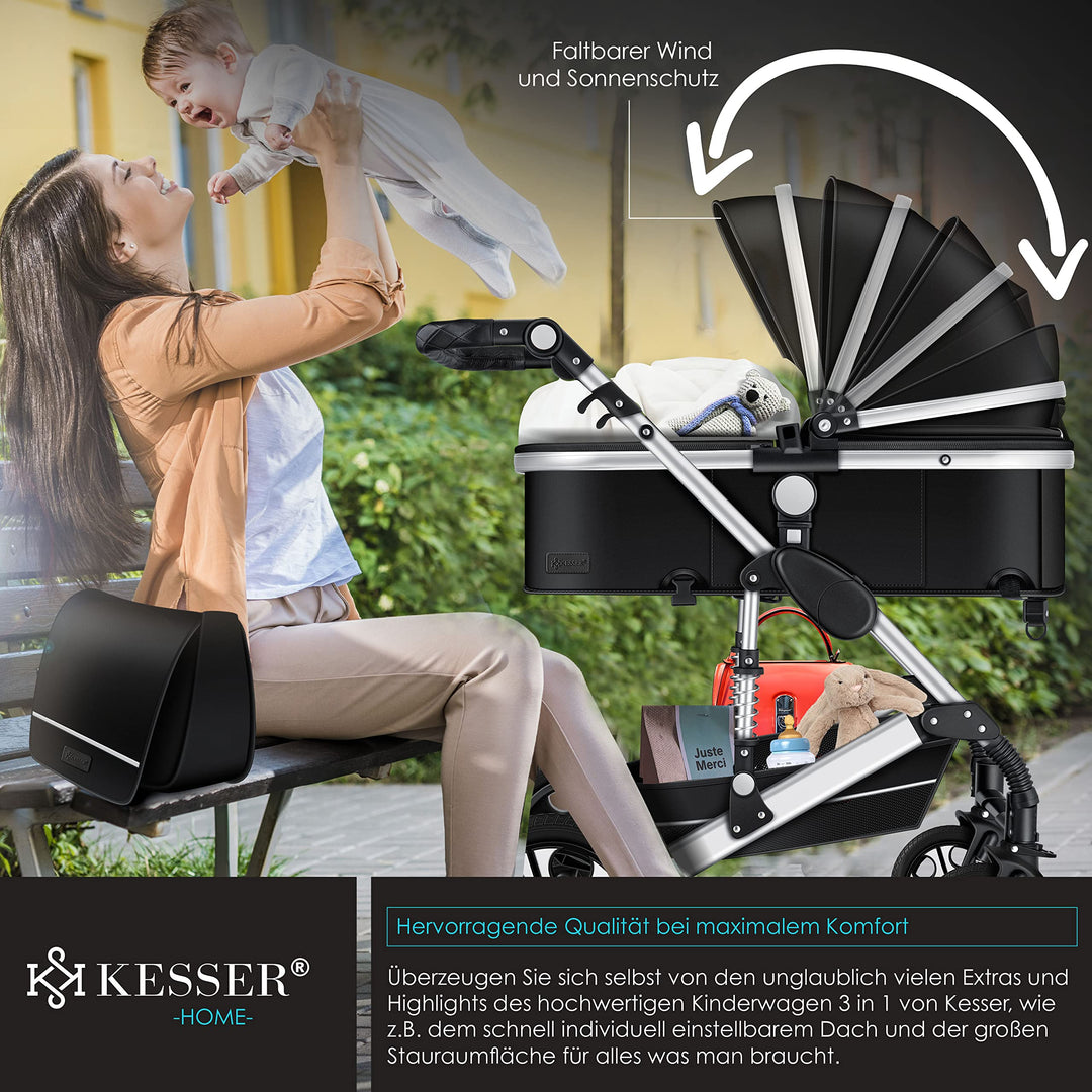 KESSER® Loops 3 in 1 Kinderwagen Kombikinderwagen Komplett-Set inkl. B –  Testberichte aus Berlin