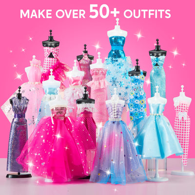 Klever Kits 400+ Stücke Modedesign Mädchen,Fashion Design Basteln Mädchen Nähset Set mit 3 Mannequins,Geschenke Mädchen 8 9 10 11 12+Jahre,Kreativ Set Bastelset für Kinder ab 8+ Jahre