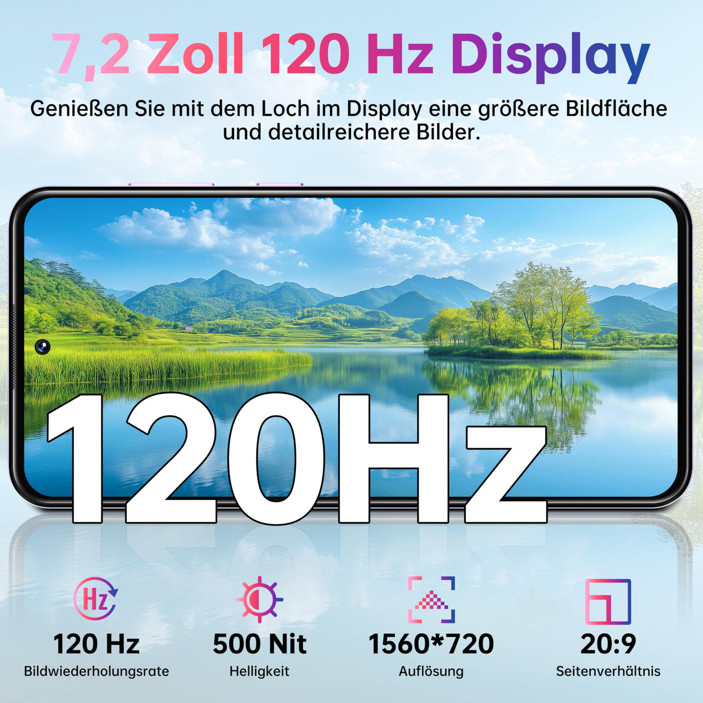 OUKITEL C69 Handy Ohne Vertrag - 7,2 Zoll 120Hz Display 6000mAh Akku Smartphone Ohne Vertrag 64MP+8MP 16GB+128GB/1TB Smartphone Android 15 Simlockfreie Handys Dual SIM 4G Face ID/OTG/GPS/lila