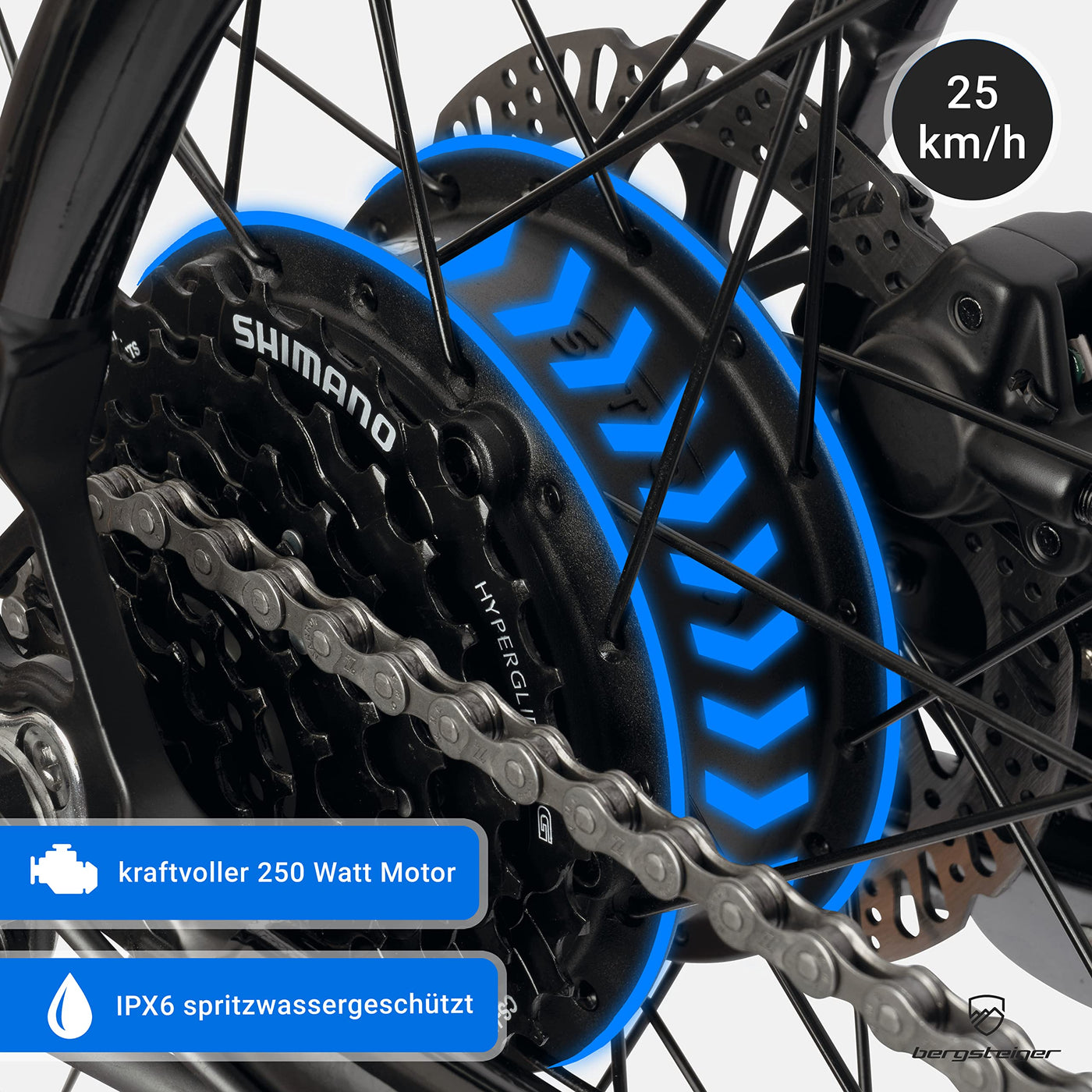 Bergsteiger Cannock 27,5 Zoll E-Bike mit 250 Watt Motor, Hydraulikbremsen, Aluminium Ebike Mountainbike Herren & Damen, Farbdisplay, Elektrofahrrad mit 24 Gang-Schaltung