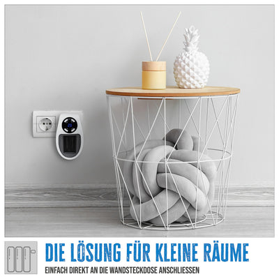 Güde Steckdosen-Heizlüfter GSH 500 K mini (230 V, 500 W Heizleistung, 28,46 m³/h Gebläseleistung, PTC-Keramik Heizelement, 90° drehb. Netzstecker, Timerfunktion, LED-Display, regulierbarer Thermostat)
