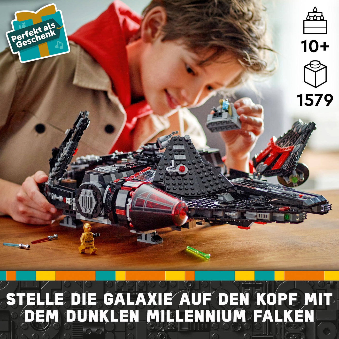 LEGO Star Wars 75389 Der Dunkle Falke – Spielzeug zum Ausstellen mit federbetriebenen Shootern, Kanonen und 6 Minifiguren, darunter C-3PO – Geschenk für Jungen ab 10 Jahren und Erwachsene