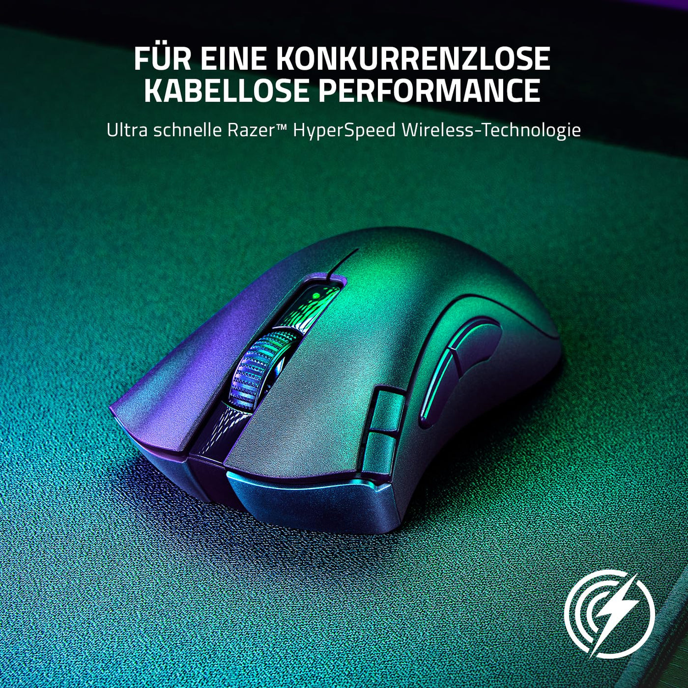 Razer DeathAdder V2 X Hyperspeed - Ergonomische Wireless Gaming Maus für PC/Mac (Mechanische Schalter, Hyperspeed Wireless Technologie, Optischer Sensor) Schwarz
