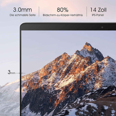 LincPlus P4 14 Zoll Laptop Netbook Intel Core i3 Prozessor 8GB RAM 128GB SSD Full HD Notebook mit QWERTZ Deutscher Tastatur, Windows 10 Home
