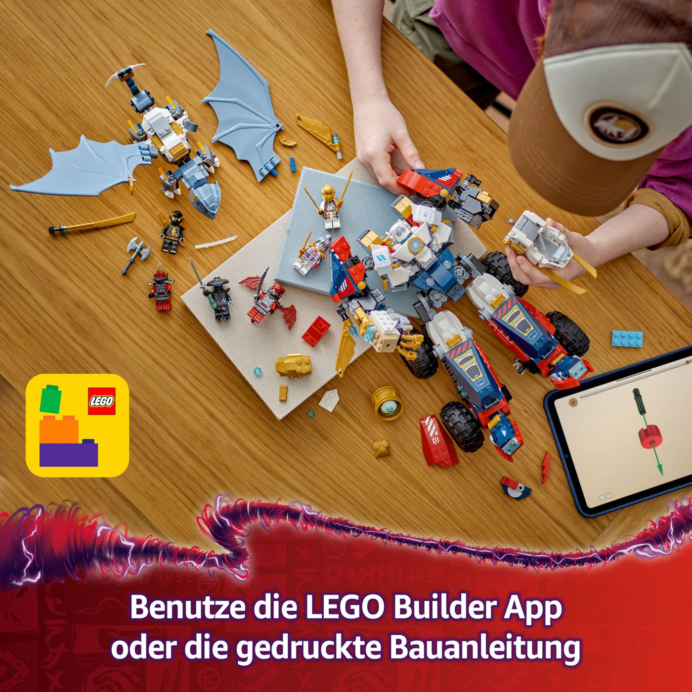 LEGO NINJAGO 4in1 Zanes Ultra-Kombi-Mech - Spielzeug mit Auto Modell - Umbaubar in einen Jet oder Drachen Figur - Inkl. 6 Minifiguren - Bauspielzeug für Jungen und Mädchen ab 9 Jahren 71834