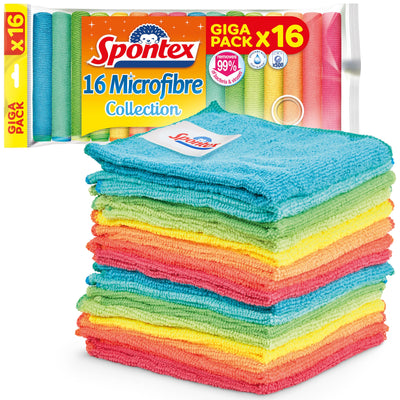 Spontex Mikrofaser Collection Reinigungstuch | Bunte Mikrofasertücher für viele Einsatzgebiete | 16 Stück