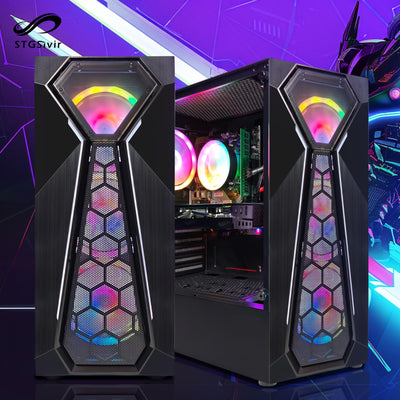 STGsivir Gaming PC, Radeon RX 580 16 GB, Core i5-9400F bis zu 4.1 GHz, 16 GB DDR4 RAM, 512 GB SSD, 600M WiFi, BT 5.0, RGB Fanx4, W11H64, Gamer PC Computer Desktop Rechner