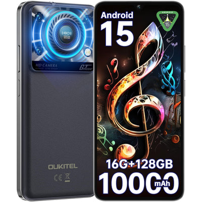 OUKITEL C60 Handy Ohne Vertrag Android 15-16GB+128GB 10000mAh Smartphone Ohne Vertrag 6.88 Zoll 90Hz 13MP+5MP Kamera 120LM Taschenlampe,Lautsprecher,GPS, Dual SIM 4G Simlockfreie Handys,Blau