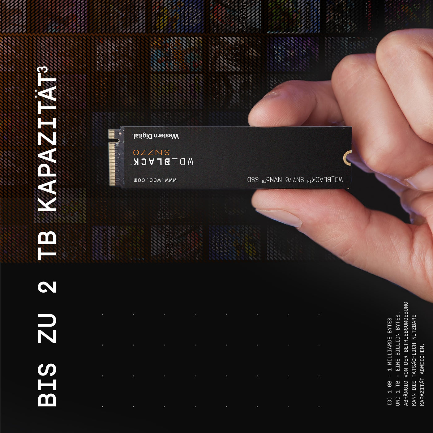 WD_BLACK SN770 NVMe SSD 2 TB (High-Performance, Gaming, PCIe Gen4, M.2 2280, Lesen 5.150 MB/s, Schreiben 4.850 MB/s) Schwarz