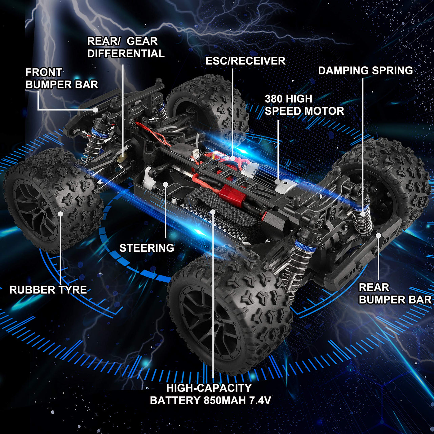 HAIBOXING Ferngesteuertes Auto 4WD RC Auto 36 km/h Hochgeschwindigkeits 1/18 Monstertruck 2.4GHz All Terrain Wasserdicht Rennauto Geländewagen, Crawler Spielzeug Geschenk für Kinder Erwachsene