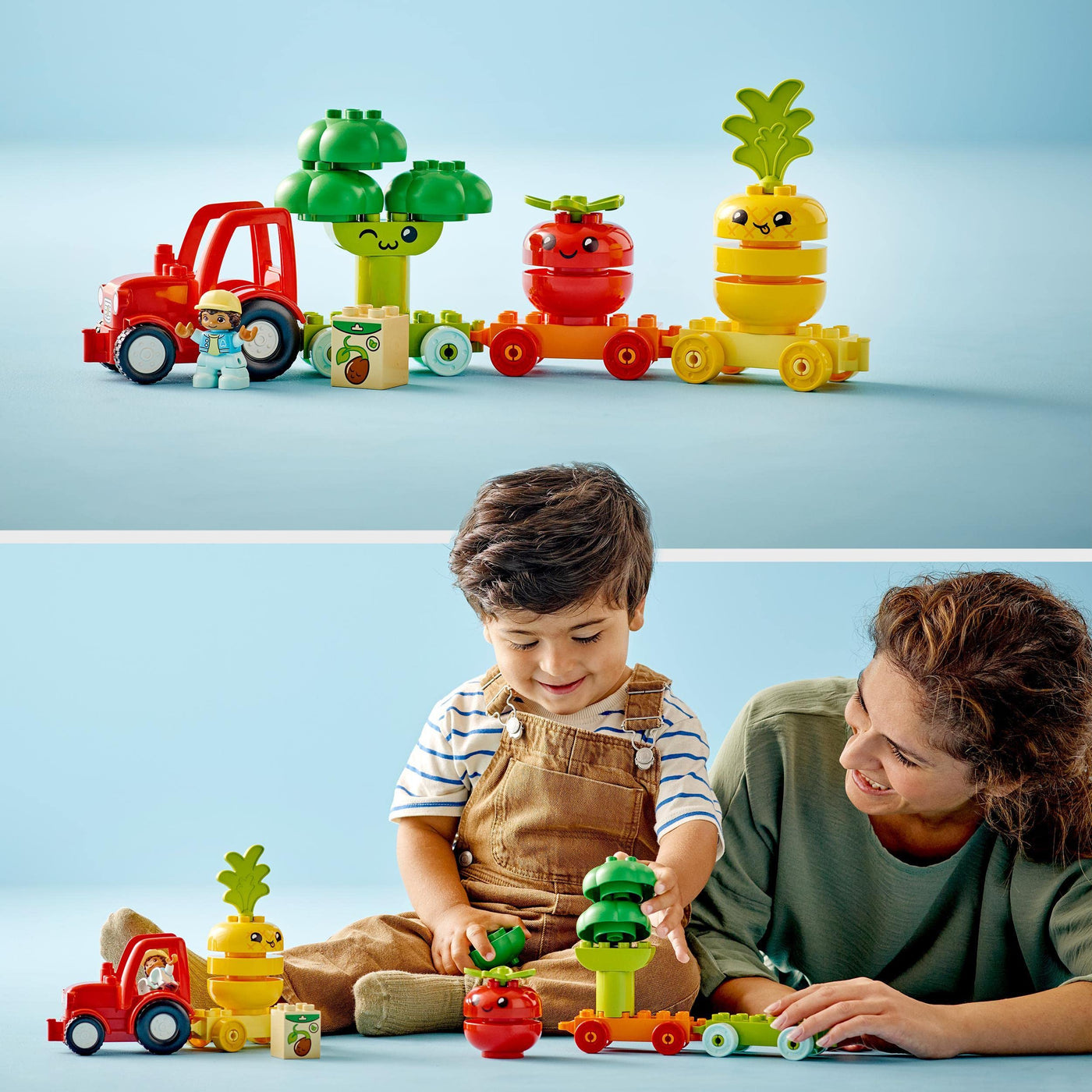 LEGO DUPLO My First Obst- und Gemüse-Traktor, Geschenk Spielzeug zum Basteln, Sortieren und Stapeln für Babys und Kleinkinder im Alter ab 1,5 Jahren, Lernspielzeug 10982