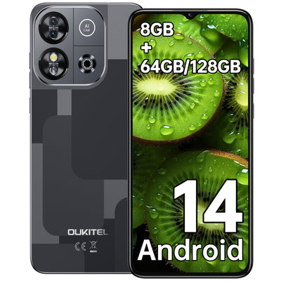 OUKITEL C57S Android 14 Smartphone Ohne Vertrag 4G - 8GB+64GB/128GB Handy Günstig, Octa Core, 6,52 Zoll HD+, 4300mAh Handy Ohne Vertrag, 4G Dreifache SLM Simlockfreie Handys 2 Jahre Garantie - Gold