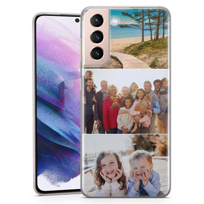 TULLUN Personalisierte Handyhülle für Samsung Galaxy A35 - Ihr Eigenes Collage Bild Foto Idee Design Stil Brauch Soft Gel Schutzhülle HandyHülle - Collage mit 3 horizontalen Fotos