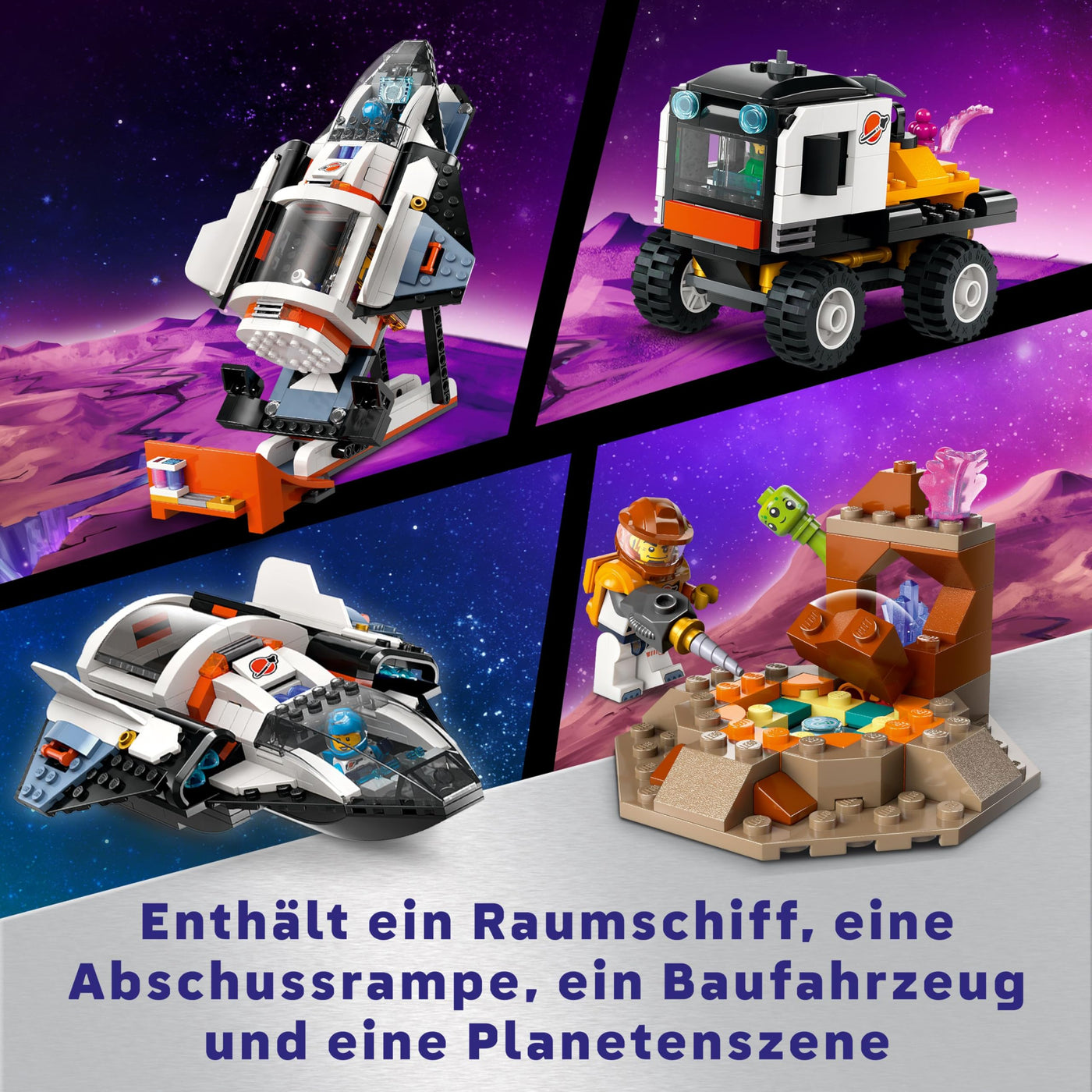 LEGO City Raumbasis mit Startrampe, Raumstation-Spielzeug mit Weltraum-Fahrzeug und Raumschiff für Kinder, Set mit 6 Minifiguren, Roboter und Alien-Figuren, Geschenk für Jungs und Mädchen 60434