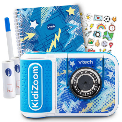 Vtech KidiZoom Print Cam Scrapbook Bundle blau - Kreative Kamera, die Bilder direkt ausdrucken kann - Inkl. Scrapbook, Stickern, Stift und Druckerpapier