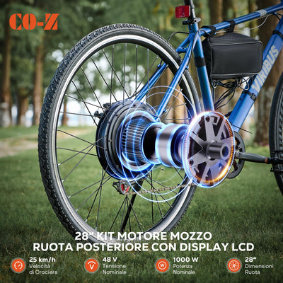 CO-Z 28 Zoll Ebike Umbausatz E-Bike Hinterrad Umbausatz Kit Elektrofahrrad Umbausatz Ebike Conversion Kit Electric Bicycle Umbausatz Pedelec Umbausatz 1000W