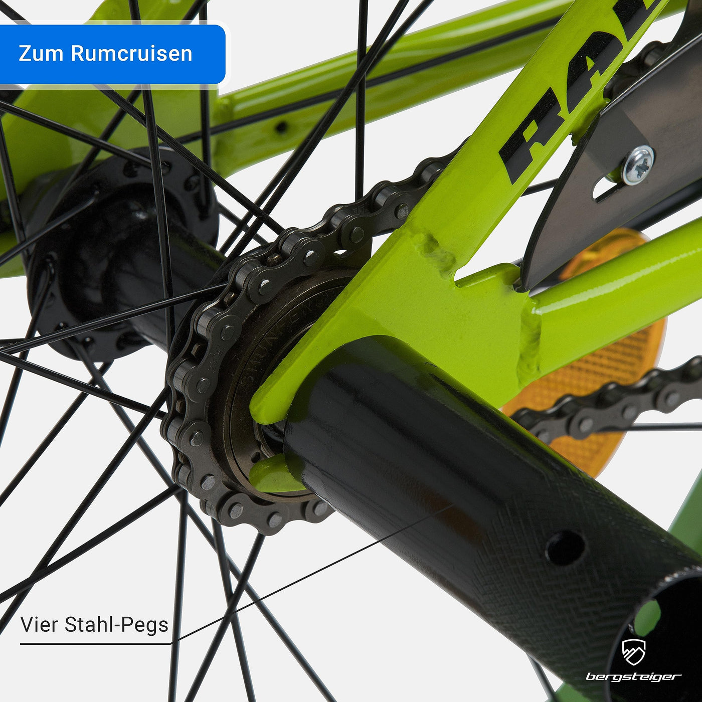 Bergsteiger Monaco 20 Zoll BMX, Kinderfahrrad, geeignet für 6, 7, 8, 9 Jahre, Freestyle, 4 Stahl Pegs, Kettenschutz, Freilauf