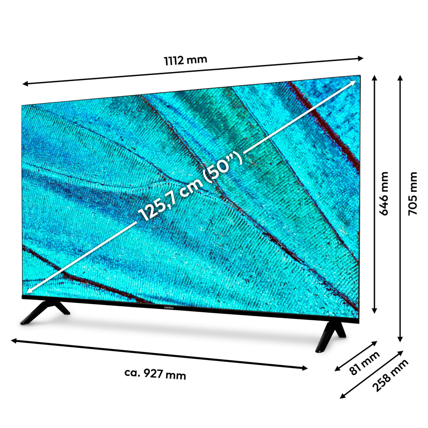MEDION 125,7 cm (50 Zoll) Ultra HD Fernseher (Smart-TV, HDR10, VIDAA Store, Netflix, Prime Video, Disney+, DAZN, Paramount+, HbbTV, PVR, Bluetooth, MD 850200)