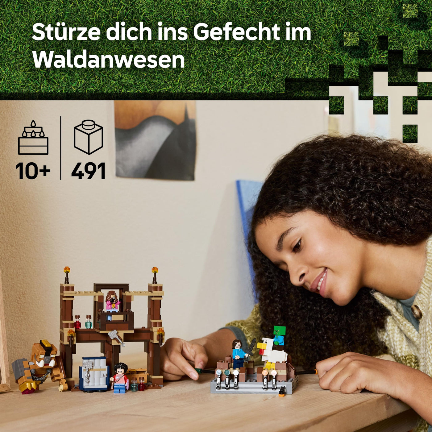 LEGO Minecraft Waldanwesen mit Boxring - Interaktives Gaming Spielzeug- Baby-Zombie, Steve, Garret und Henry Minifiguren - Gamer Geschenk für Jungen, Mädchen und Videospiel Fans ab 10 Jahren - 21272