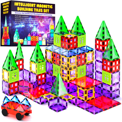 Desire Deluxe Magnetische Bausteine Magnet Montessori Spielzeug für Kinder, Magnetbausteine für Jungen und Mädchen, 3 4 5 6 7 8 Jahre alt, 57pc Set