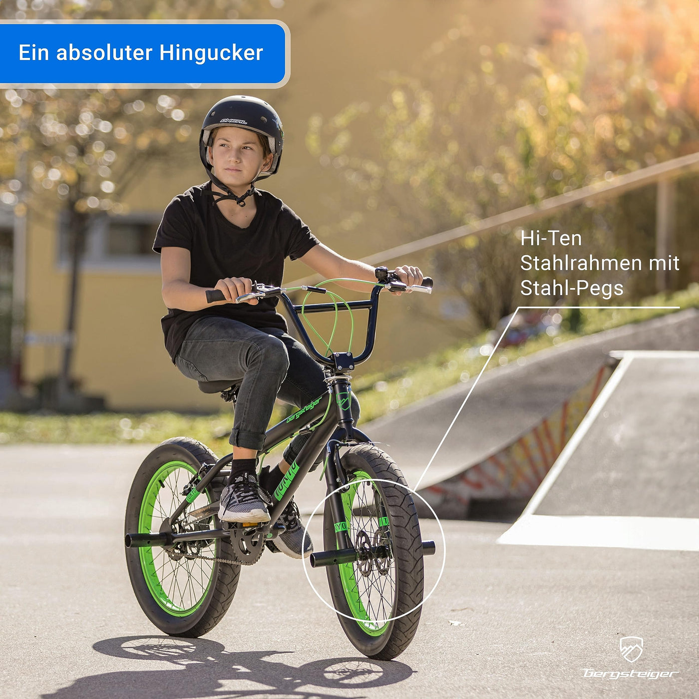 Bergsteiger Tokyo 20 Zoll BMX, Fatbike, 360° Rotor-System, Freestyle, 4 Stahl Pegs, Kettenschutz, Freilauf