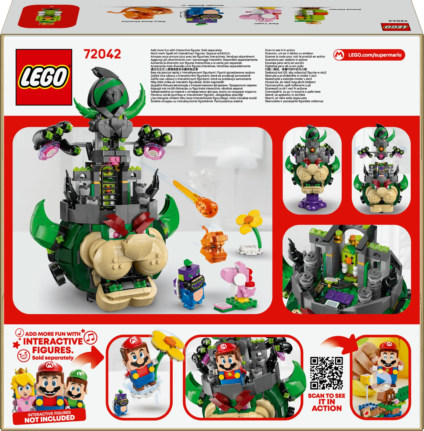 LEGO Super Mario Prinz Florian & Schloss Bowser - Interaktives Spielzeug mit 4 Figuren - Pinker Yoshi & Stand zum Spielen & Ausstellen - Gamer Geschenk für Jungen & Mädchen ab 9 Jahren - 72042
