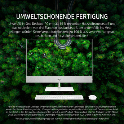 HP Pavilion All-in-One Desktop-PC, 27" QHD Display, AMD Ryzen 7 5700U, 16 GB DDR4 RAM, 1 TB SSD, AMD Radeon-Grafikeinheit, Windows 11 Home, QWERTZ, Weiß