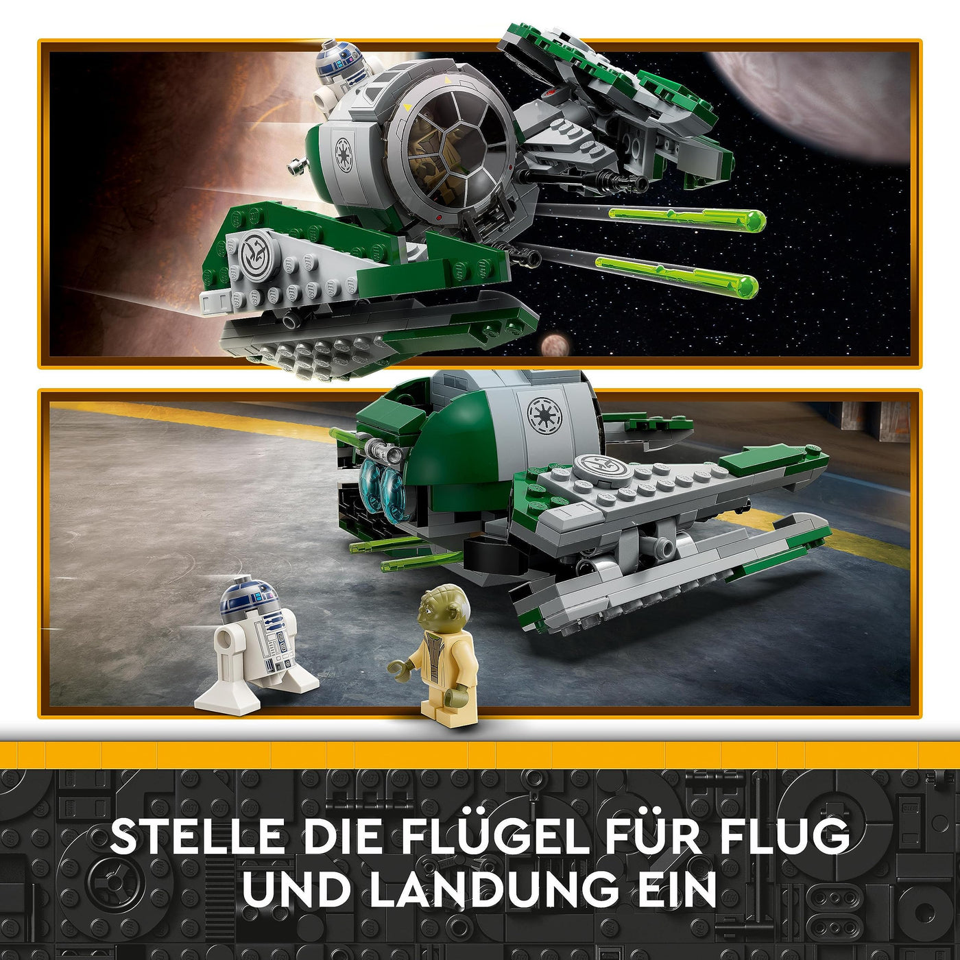 LEGO 75360 Star Wars Yodas Jedi Starfighter Bauspielzeug, Clone Wars Fahrzeug-Set mit Meister Yoda-Minifigur, Lichtschwert und Droide R2-D2-Figur