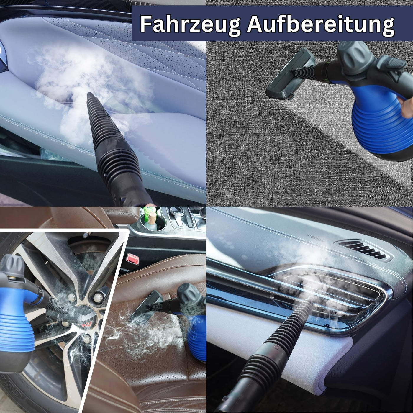 Sommertal SC350 - tragbarer Dampfreiniger inkl Zubehör – kompakter Hand-Dampfreiniger für Polstermöbel, Fliesen, Böden – Steam Cleaner - 350 ml, 110°C Dampf - nachhaltig ohne Chemie - GS geprüft