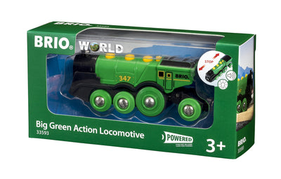 BRIO World 33593 Grüner Gustav elektrische Lok - Batterie-Lokomotive mit Licht & Sound - Kleinkinderspielzeug empfohlen ab 3 Jahren