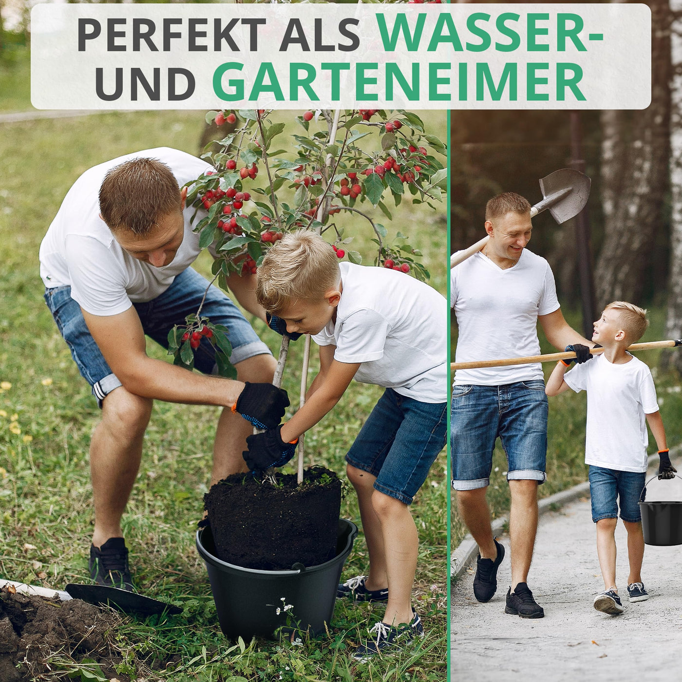 2X Oramics 20L Eimer mit Ausguss Tülle – Baueimer Kübel für Zement und Mörtel – Stabiler Wassereimer mit Skala für Haushalt, Garten, Baustellen und Landwirtschaft (2X 20 Liter Mörteleimer)