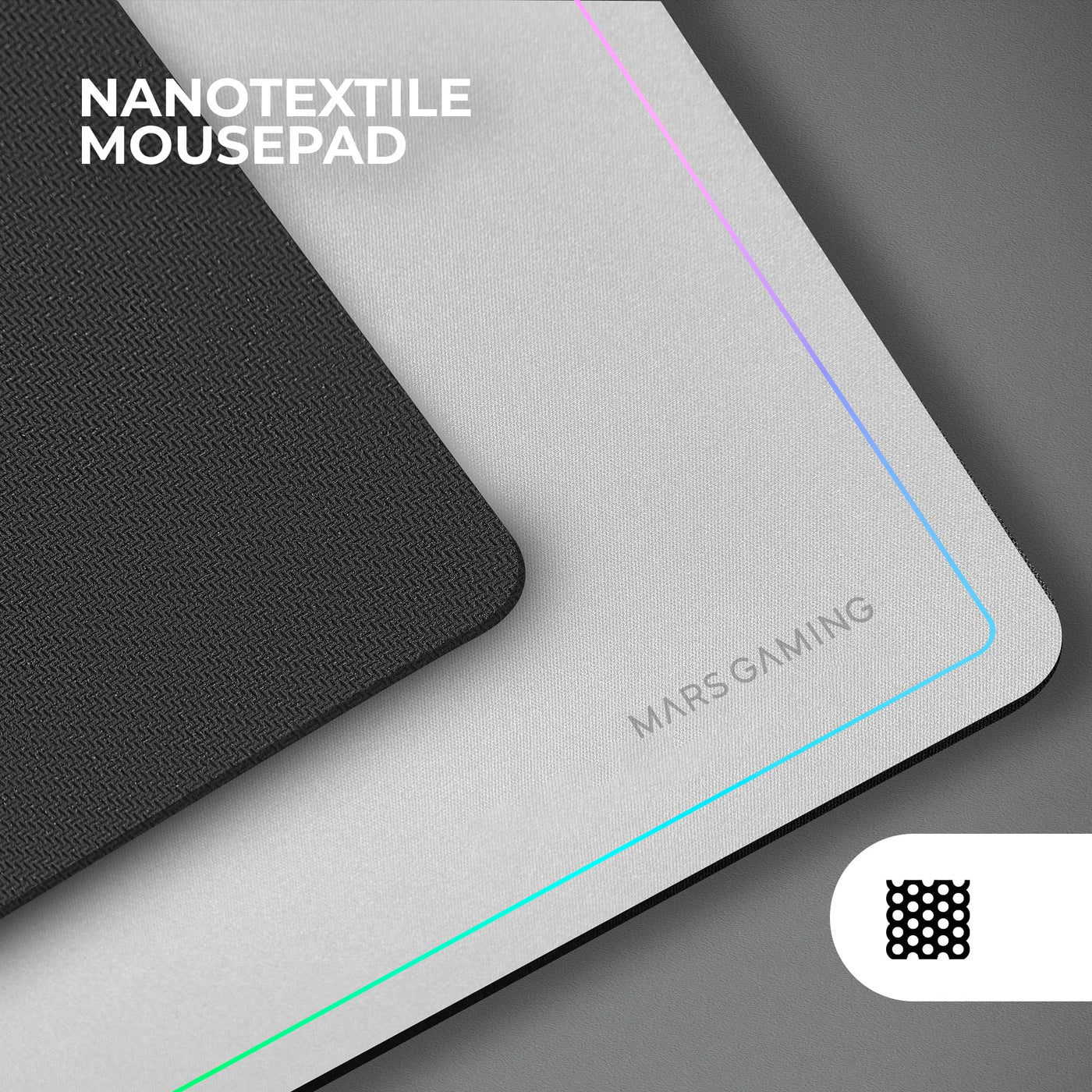 MARSGAMING MCP124, 3in1 Gaming Combo, Ergonomische H-Mech LED RGB Tastatur, RGB Maus 3200DPI HUANO Switches, Nanotextil-Mauspad 360x260mm, Multiplattform-Kompatibilität, Spanisches Layout, Weiß