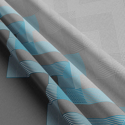 Leonado Vicenti Bettwäsche Baumwolle Set Grau Türkis Geometrisch modern Deckenbezug Kissenbezug mit Reißverschluss, 135x200 cm, 2teilig