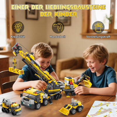 Charmofun Techink Kran Bauspielzeugsets, 854 Teile Klemmbausteine Technik ab 6-12 Jahre für Jungen, LKW-Kran&Turmkran, Variable 7 Technik Modellen, STEM Spielzeug Geschenke für Kinder