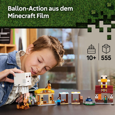 LEGO Minecraft Angriff des Ghast-Ballons - Gaming Spielzeug - Steves Haus, 4 Minifiguren - Iron Golem Figur & explodierender Brunnen Funktion - Geschenk für Jungen, Mädchen & Fans ab 10 Jahren - 21273