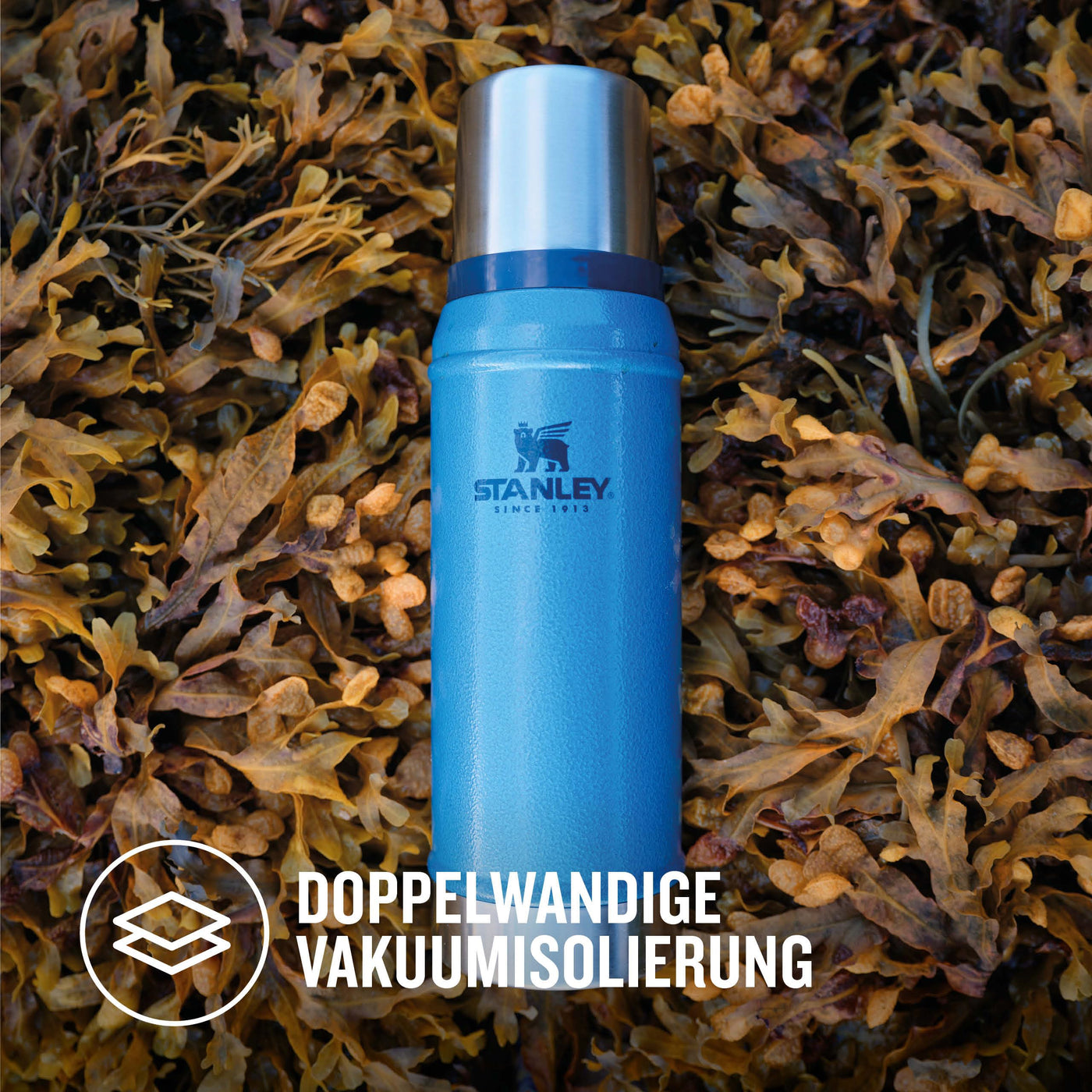 Stanley Classic Legendary Thermosflasche 750ml - Thermos Hält 20 Stunden Heiß oder Kalt - Edelstahl Thermoskanne - BPA-Frei - Spülmaschinenfest - Hammertone Lake
