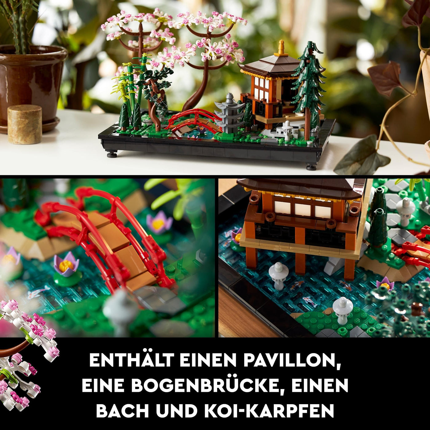 LEGO 10315 Icons Garten der Stille, botanical Zen-Garten-Set für Erwachsene mit Lotusblumen, anpassbare Schreibtisch-Dekoration, inspiriert von Japan, achtsames Geschenk für Frauen und Männer