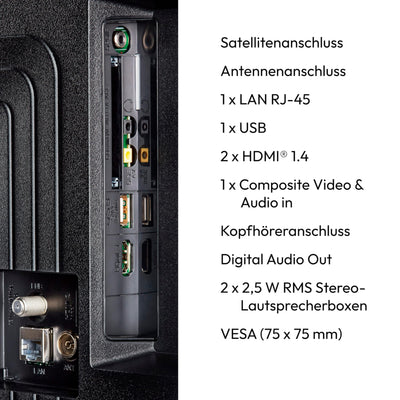 MEDION 59,8 cm (24 Zoll) HD Fernseher (Smart-TV, HDR, VIDAA Store, Netflix, Prime Video, Disney+, DAZN, Paramount+, HbbTV, PVR, Bluetooth, MD 824101)