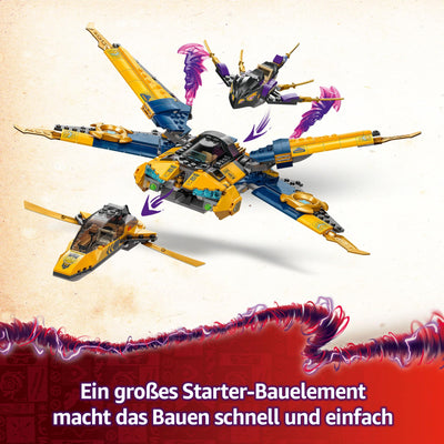 LEGO NINJAGO Ras und Arins Super-Sturmflieger - Spielzeug mit Drohne, Shootern, Klingen und Triebwerken - Inkl. 3 Minifiguren für Ninja Rollenspiele - Bauset für Jungen und Mädchen ab 8 Jahren 71833