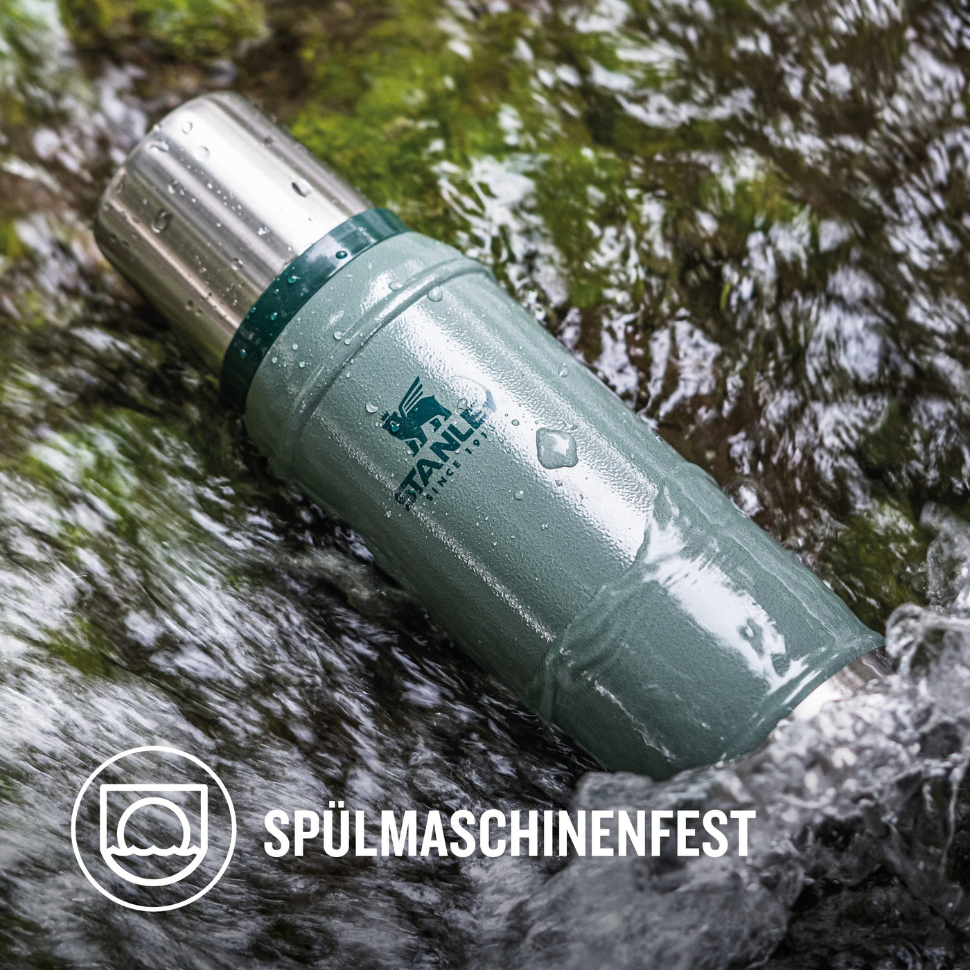 Stanley Classic Legendary Thermosflasche 473 ml - Thermos Hält 15 Stunden Heiß oder Kalt - Edelstahl Thermoskanne - BPA-Frei - Spülmaschinenfest - Matte Black