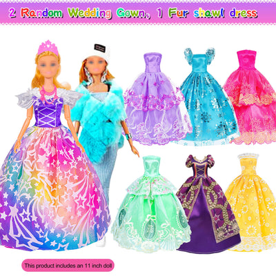 107pcs 11.5 Zoll Mädchen Puppe mit Kleidung Zubehör und Schrank, Gepäck, Schal mit Kleid, Prinzessin Kleider, Mode Kleider, Outfits, Schuhe... Puppe Dress Up Spielzeug für Mädchen (einschließen Puppe)