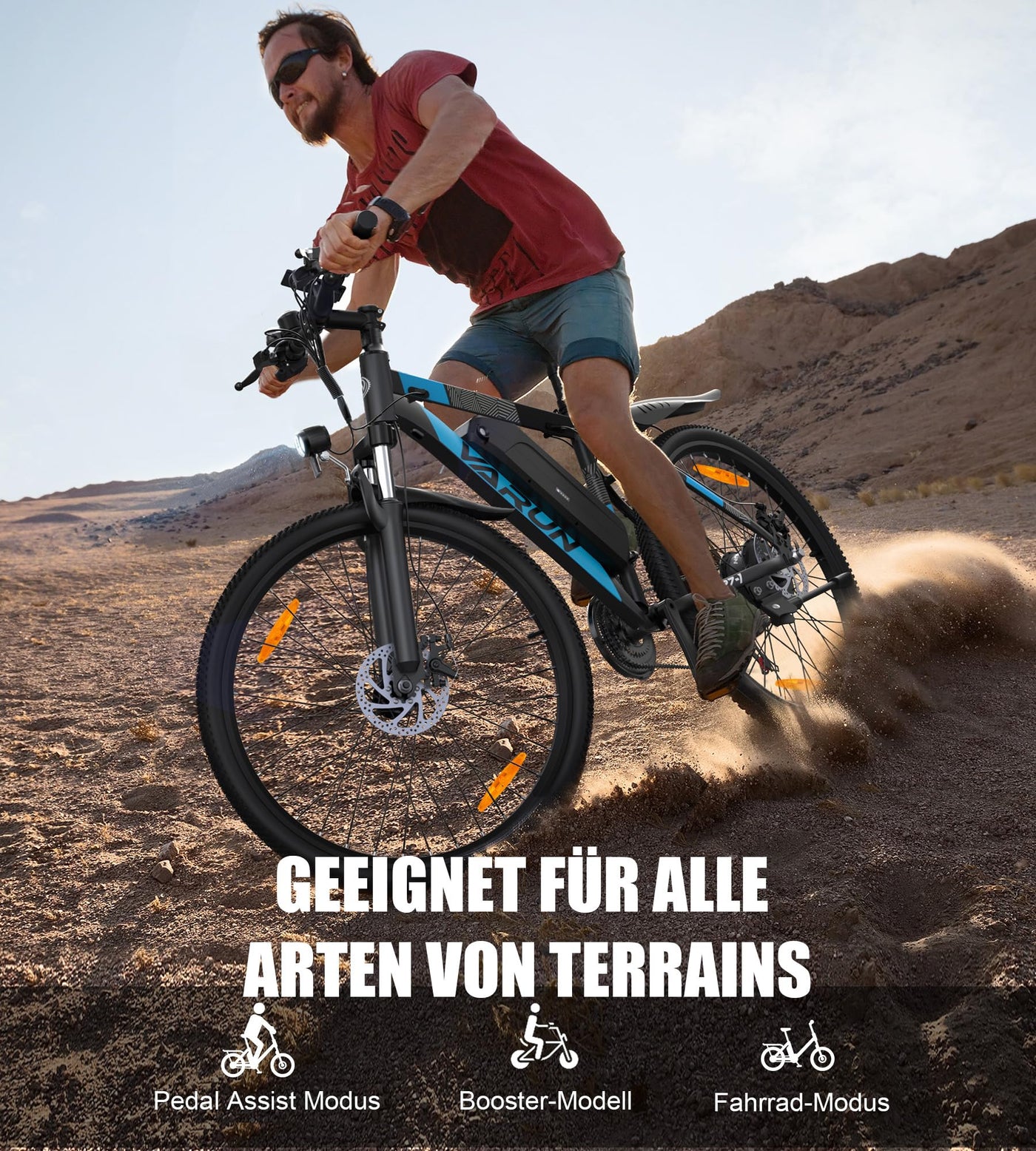 VARUN E Bike, 27,5 Zoll E-Mountainbike Herren Damen, APP-Modell, 48V13Ah Akku, LCD-Display mit 5 Fahrstufen, 21-Gang, Elektrofahrrad für Erwachsene, Reichweite Max 110KM