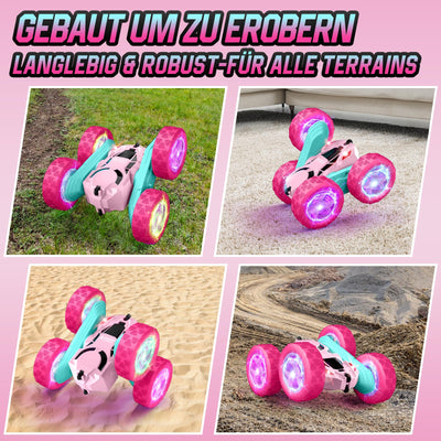 cosone Rosa Ferngesteuertes Auto für Mädchen 6-12 Jahre alt Stunt RC Auto mit LED Blinken 2.4Ghz 4WD 360° Flip RC Car für Kinder Geschenke