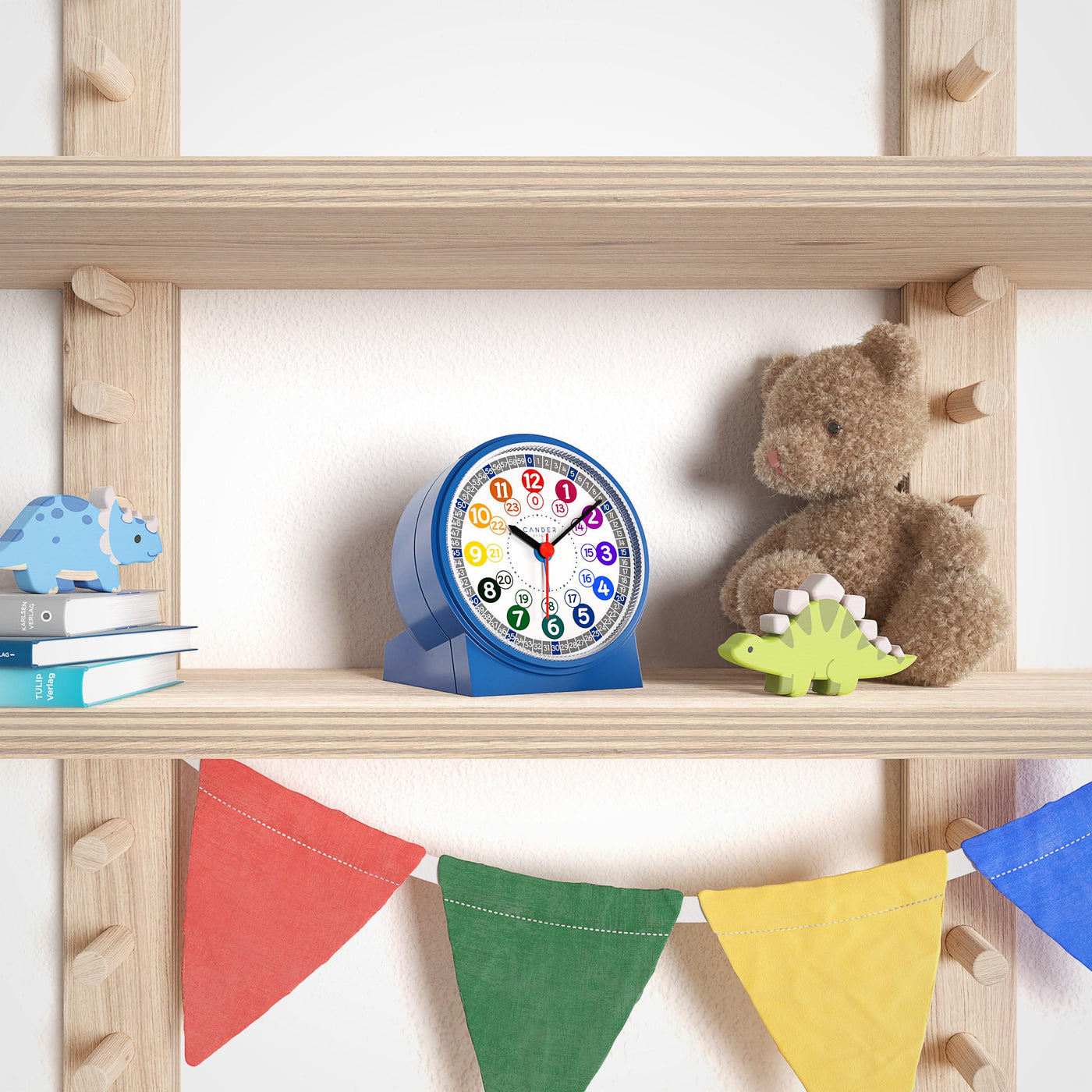 Cander Berlin MNU 1009 J Kinderwecker Wecker Kinder lautlos blau geräuschlos Lernuhr Kinderuhr Licht Snooze Tischuhr Beleuchtung geräuscharm Schlummer