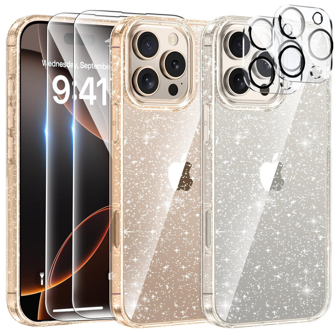 AROYI 5 in 1 Klar Glitzer Handyhülle Kompatibel mit iPhone 16 Pro Hüll –  Testberichte aus Berlin